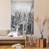 Ambesonne Fantasy Tapestry, Cartoon Style Night Sky Clouds Half Moon Cloudscape Print, Wide Wall Hanging for Bedroom Living Room Dorm, 60″ X 40″, Yellow Beige White(Black Grey)