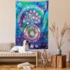 Ambesonne Fantasy Tapestry, Cartoon Style Night Sky Clouds Half Moon Cloudscape Print, Wide Wall Hanging for Bedroom Living Room Dorm, 60″ X 40″, Yellow Beige White(Purple Blue)