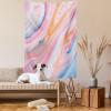 Ambesonne Fantasy Tapestry, Cartoon Style Night Sky Clouds Half Moon Cloudscape Print, Wide Wall Hanging for Bedroom Living Room Dorm, 60″ X 40″, Yellow Beige White(Pink Blue)