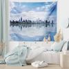 Ambesonne Fantasy Tapestry, Cartoon Style Night Sky Clouds Half Moon Cloudscape Print, Wide Wall Hanging for Bedroom Living Room Dorm, 60″ X 40″, Yellow Beige White(Blue White Grey)