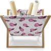 Ambesonne Flamingo Magazine and Book Holder, Valentines Day Theme with Romantic Birds and Rose Petals Love Tropical, Decorative Floor Rack Organizer for Living Room, 22″x19″, Dark Coral and Pink(Pink Dark Magenta)