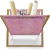 Ambesonne Flamingo Magazine and Book Holder, Valentines Day Theme with Romantic Birds and Rose Petals Love Tropical, Decorative Floor Rack Organizer for Living Room, 22″x19″, Dark Coral and Pink(Pink and Coral)