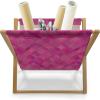 Ambesonne Flamingo Magazine and Book Holder, Valentines Day Theme with Romantic Birds and Rose Petals Love Tropical, Decorative Floor Rack Organizer for Living Room, 22″x19″, Dark Coral and Pink(Dark Magenta Magenta)