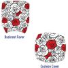 Ambesonne Romantic Office Chair Slipcover, Roses Simplicity Love Blossoms Valentines Day Print, Protective Stretch Decorative Fabric Cover, Vermilion Black White