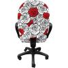 Ambesonne Romantic Office Chair Slipcover, Roses Simplicity Love Blossoms Valentines Day Print, Protective Stretch Decorative Fabric Cover, Vermilion Black White