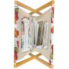 Ambesonne Shabby Flora Magazine and Book Holder, Romantic Rose Petals with Branches Nature Beauty Valentine Feminine Print, Floor Rack Decor for Interior of Home & Office, 22″ x 19″, Pink and Yellow(Olive Green Orange White)