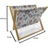 Ambesonne Shabby Flora Magazine and Book Holder, Romantic Rose Petals with Branches Nature Beauty Valentine Feminine Print, Floor Rack Decor for Interior of Home & Office, 22″ x 19″, Pink and Yellow(Maroon Teal)