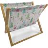 Ambesonne Bird Magazine and Book Holder, Rhythmic Valentines Birds on Dark Tone Background, Decorative Floor Rack Organizer for Living Room, 22″x19″, Hunter Green Mint Green(Pearl and Multicolor)