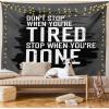 Ambesonne Fitness Tapestry, Words Dont Stop Encouraging Keep Moving Brush Strokes, Wide Wall Hanging for Bedroom Living Room Dorm, 80″ X 60″, Charcoal Grey White