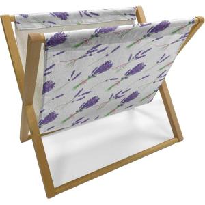 Ambesonne Bird Magazine and Book Holder, Rhythmic Valentines Birds on Dark Tone Background, Decorative Floor Rack Organizer for Living Room, 22″x19″, Hunter Green Mint Green(Violet Fern Green)