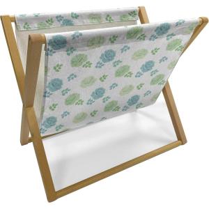 Ambesonne Bird Magazine and Book Holder, Rhythmic Valentines Birds on Dark Tone Background, Decorative Floor Rack Organizer for Living Room, 22″x19″, Hunter Green Mint Green(Green Slate Blue)