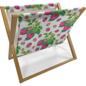 Ambesonne Bird Magazine and Book Holder, Rhythmic Valentines Birds on Dark Tone Background, Decorative Floor Rack Organizer for Living Room, 22″x19″, Hunter Green Mint Green(Green Magenta)
