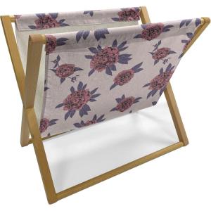 Ambesonne Bird Magazine and Book Holder, Rhythmic Valentines Birds on Dark Tone Background, Decorative Floor Rack Organizer for Living Room, 22″x19″, Hunter Green Mint Green(Blush Pale Eggplant)