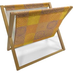 Ambesonne Bird Magazine and Book Holder, Rhythmic Valentines Birds on Dark Tone Background, Decorative Floor Rack Organizer for Living Room, 22″x19″, Hunter Green Mint Green(Orange Violet)