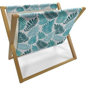 Ambesonne Bird Magazine and Book Holder, Rhythmic Valentines Birds on Dark Tone Background, Decorative Floor Rack Organizer for Living Room, 22″x19″, Hunter Green Mint Green(White Teal Seafoam)