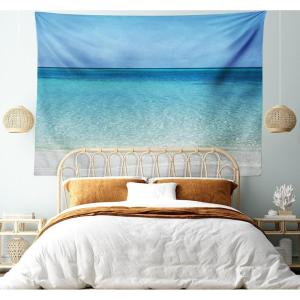 Ambesonne Compass Tapestry, Compass Illustration with Lettering Nautical Ocean Adventure Themed Print, Wide Wall Hanging for Bedroom Living Room Dorm, 60″ X 40″, Night Blue Beige(Cream Turquoise)