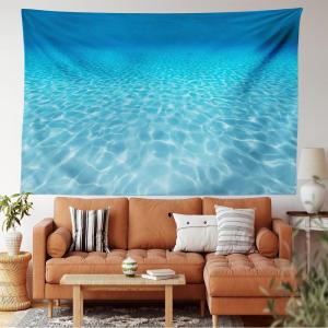 Ambesonne Fantasy Tapestry, Cartoon Style Night Sky Clouds Half Moon Cloudscape Print, Wide Wall Hanging for Bedroom Living Room Dorm, 60″ X 40″, Yellow Beige White(Blue and Aqua)
