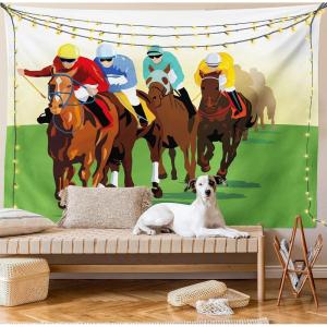 Ambesonne Fantasy Tapestry, Cartoon Style Night Sky Clouds Half Moon Cloudscape Print, Wide Wall Hanging for Bedroom Living Room Dorm, 60″ X 40″, Yellow Beige White(Brown Red Yellow)