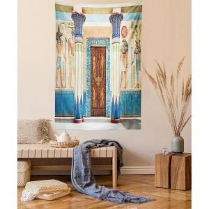 Ambesonne Fantasy Tapestry, Cartoon Style Night Sky Clouds Half Moon Cloudscape Print, Wide Wall Hanging for Bedroom Living Room Dorm, 60″ X 40″, Yellow Beige White(Beige Brown)