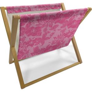 Ambesonne Flamingo Magazine and Book Holder, Valentines Day Theme with Romantic Birds and Rose Petals Love Tropical, Decorative Floor Rack Organizer for Living Room, 22″x19″, Dark Coral and Pink(Pink)