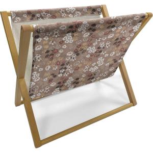 Ambesonne Floral Country Magazine and Book Holder, Romantic Repetitive Rose Silhouettes Valentine’s Day Theme, Decorative Floor Rack Organizer for Living Room, 22″x19″, Blush Dark Grey and White(Pale Taupe White and Umber)