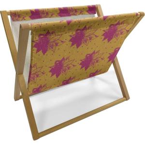 Ambesonne Floral Magazine and Book Holder, Romantic Style Bicolor Hearts and Blooming Roses Valentine’s Day, Floor Rack Decor for Interior of Home & Office, 22″ x 19″, Mustard Pink(Dark Magenta and Apricot)