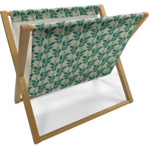 Ambesonne Floral Magazine and Book Holder, Romantic Style Bicolor Hearts and Blooming Roses Valentine’s Day, Floor Rack Decor for Interior of Home & Office, 22″ x 19″, Mustard Pink(Pale Khaki Forest Green)