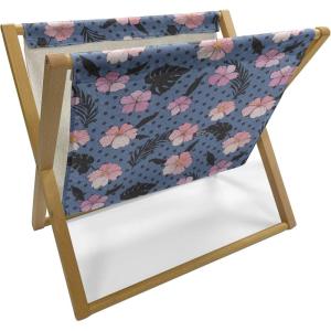 Ambesonne Floral Magazine and Book Holder, Romantic Style Bicolor Hearts and Blooming Roses Valentine’s Day, Floor Rack Decor for Interior of Home & Office, 22″ x 19″, Mustard Pink(Pale Pink Slate Blue)