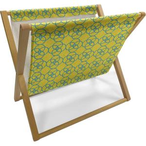 Ambesonne Floral Magazine and Book Holder, Romantic Style Bicolor Hearts and Blooming Roses Valentine’s Day, Floor Rack Decor for Interior of Home & Office, 22″ x 19″, Mustard Pink(Mustard Sea Blue)