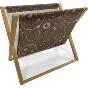 Ambesonne Hearts Magazine and Book Holder, Valentines Day Themed Ornate Romantic Pink Circles and Shapes on Dark Background, Floor Rack Decor for Interior of Home & Office, 22″ x 19″, Pink Brown(Pink Brown)