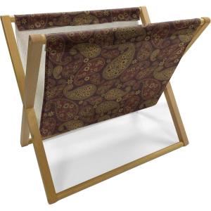 Ambesonne Shabby Flora Magazine and Book Holder, Romantic Rose Petals with Branches Nature Beauty Valentine Feminine Print, Floor Rack Decor for Interior of Home & Office, 22″ x 19″, Pink and Yellow(Redwood and Amber)