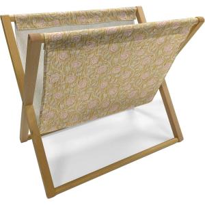 Ambesonne Shabby Flora Magazine and Book Holder, Romantic Rose Petals with Branches Nature Beauty Valentine Feminine Print, Floor Rack Decor for Interior of Home & Office, 22″ x 19″, Pink and Yellow(Pink and Yellow)