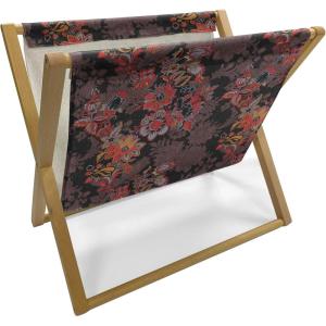Ambesonne Shabby Flora Magazine and Book Holder, Romantic Rose Petals with Branches Nature Beauty Valentine Feminine Print, Floor Rack Decor for Interior of Home & Office, 22″ x 19″, Pink and Yellow(Black Orange Mustard)