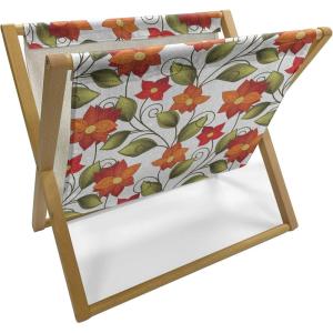 Ambesonne Shabby Flora Magazine and Book Holder, Romantic Rose Petals with Branches Nature Beauty Valentine Feminine Print, Floor Rack Decor for Interior of Home & Office, 22″ x 19″, Pink and Yellow(Olive Green Orange White)