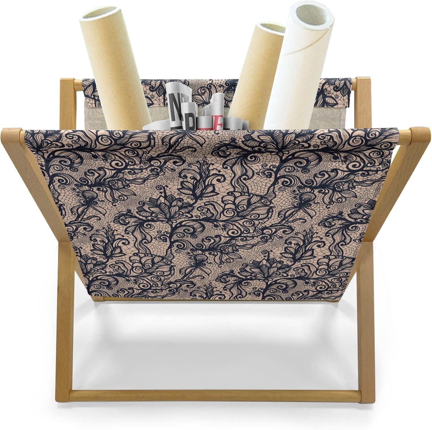 imageAmbesonne Eiffel Magazine and Book Holder Valentines Day Inspired Pattern with France Paris Oh La La Texts Heart Shapes Floor Rack Decor for Interior of Home amp Office 22 x 19 Pink White BlackBlush Black