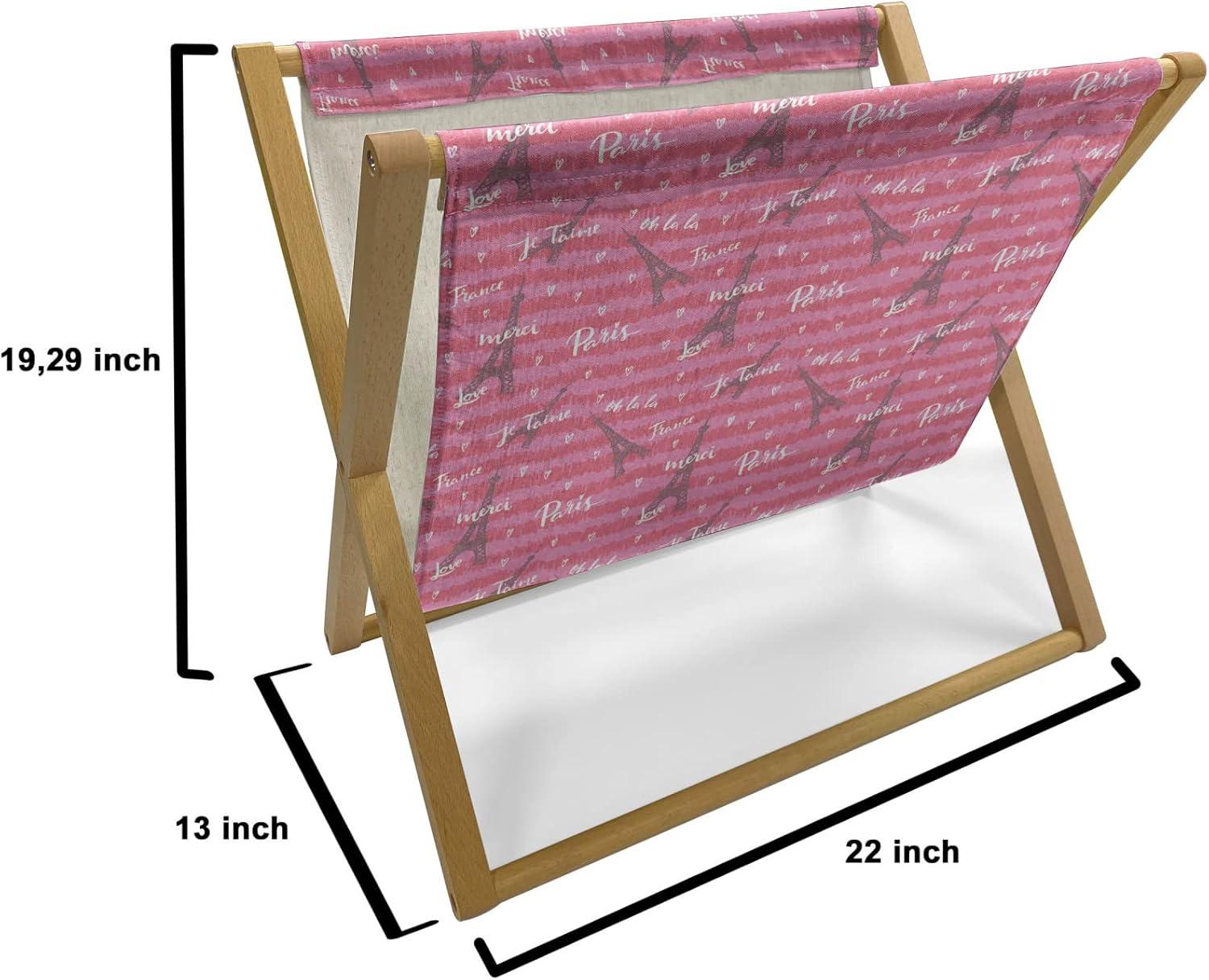 imageAmbesonne Eiffel Magazine and Book Holder Valentines Day Inspired Pattern with France Paris Oh La La Texts Heart Shapes Floor Rack Decor for Interior of Home amp Office 22 x 19 Pink White BlackPink White Black