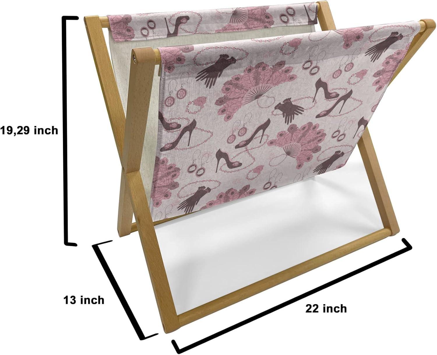 imageAmbesonne Eiffel Magazine and Book Holder Valentines Day Inspired Pattern with France Paris Oh La La Texts Heart Shapes Floor Rack Decor for Interior of Home amp Office 22 x 19 Pink White BlackPale Pink