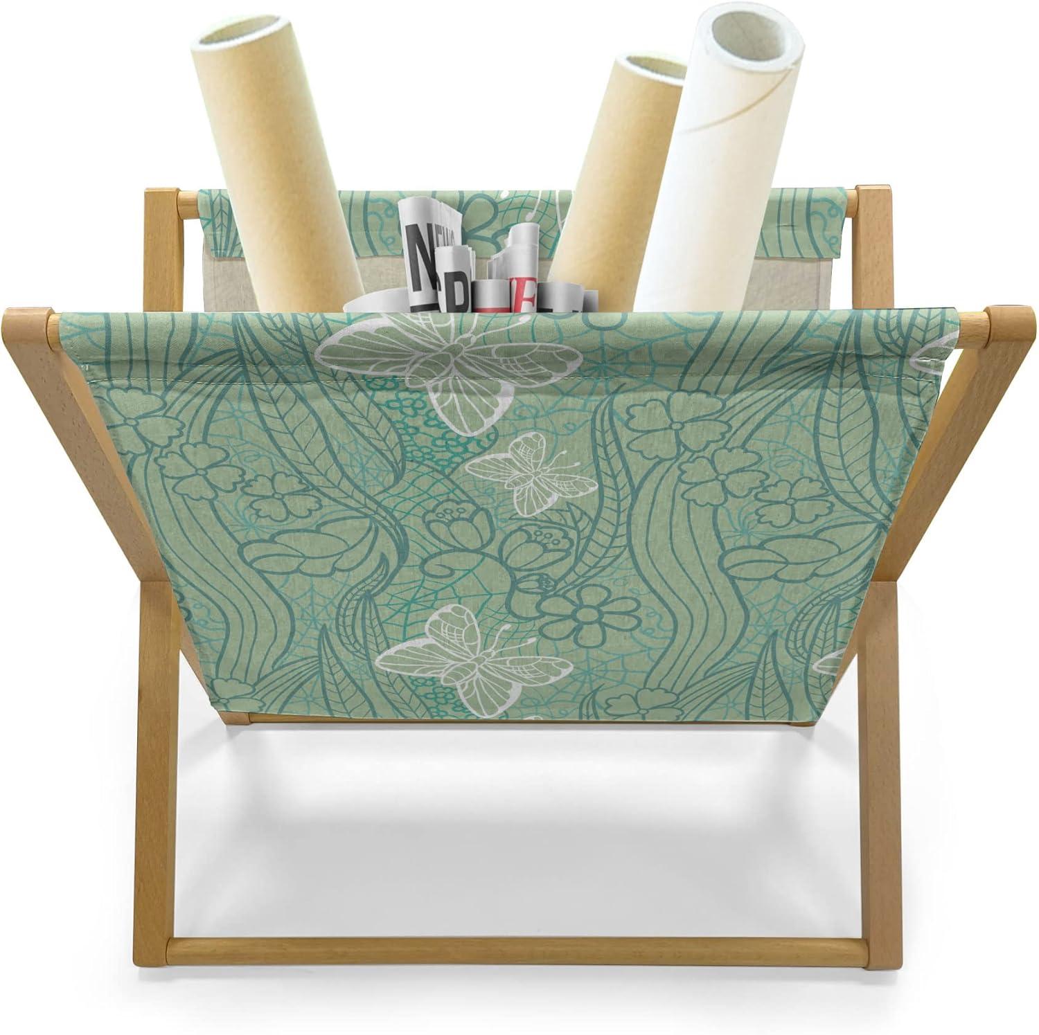 imageAmbesonne Eiffel Magazine and Book Holder Valentines Day Inspired Pattern with France Paris Oh La La Texts Heart Shapes Floor Rack Decor for Interior of Home amp Office 22 x 19 Pink White BlackPale Green Turquoise