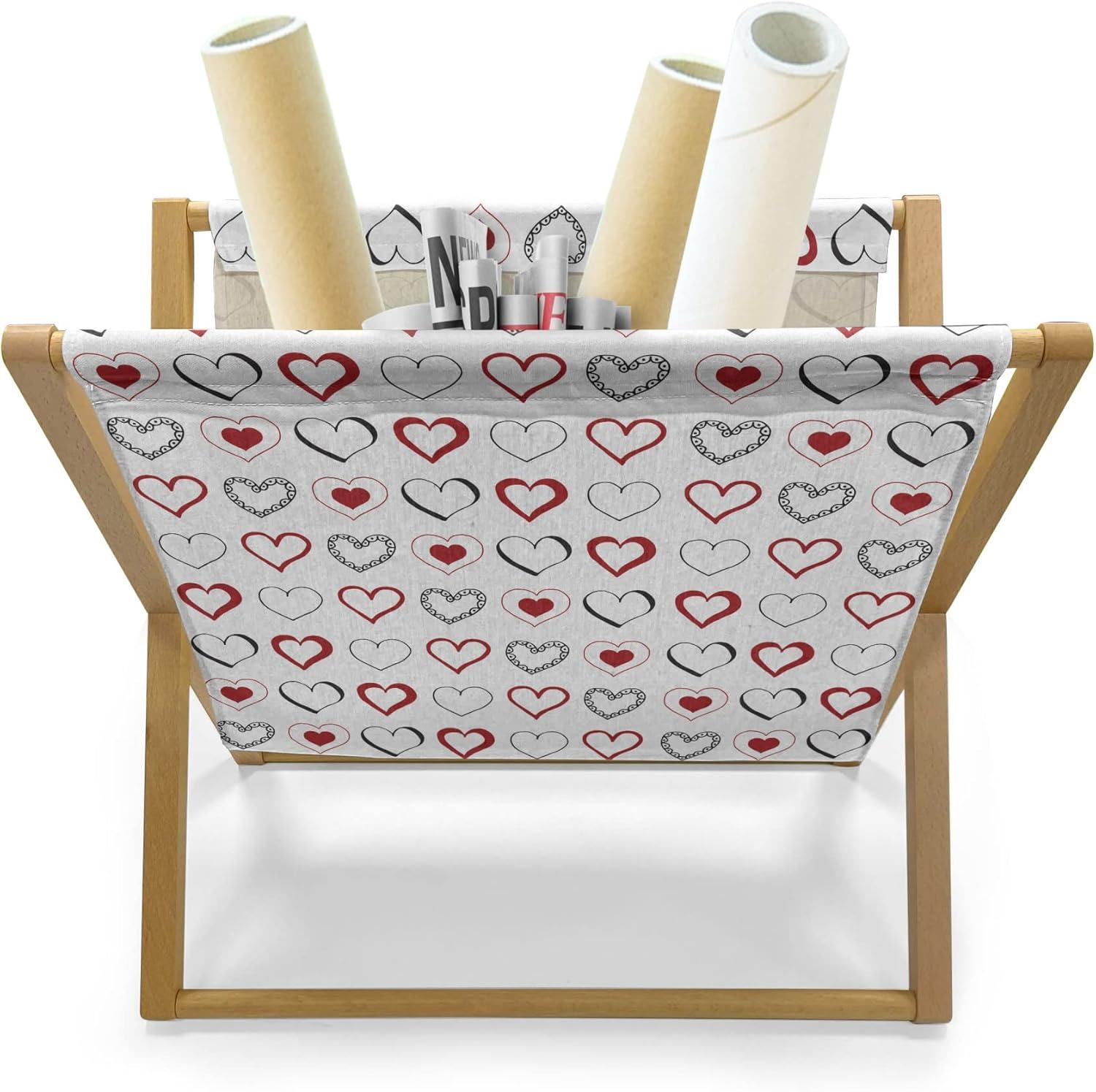 imageAmbesonne Eiffel Magazine and Book Holder Valentines Day Inspired Pattern with France Paris Oh La La Texts Heart Shapes Floor Rack Decor for Interior of Home amp Office 22 x 19 Pink White BlackRuby Black White