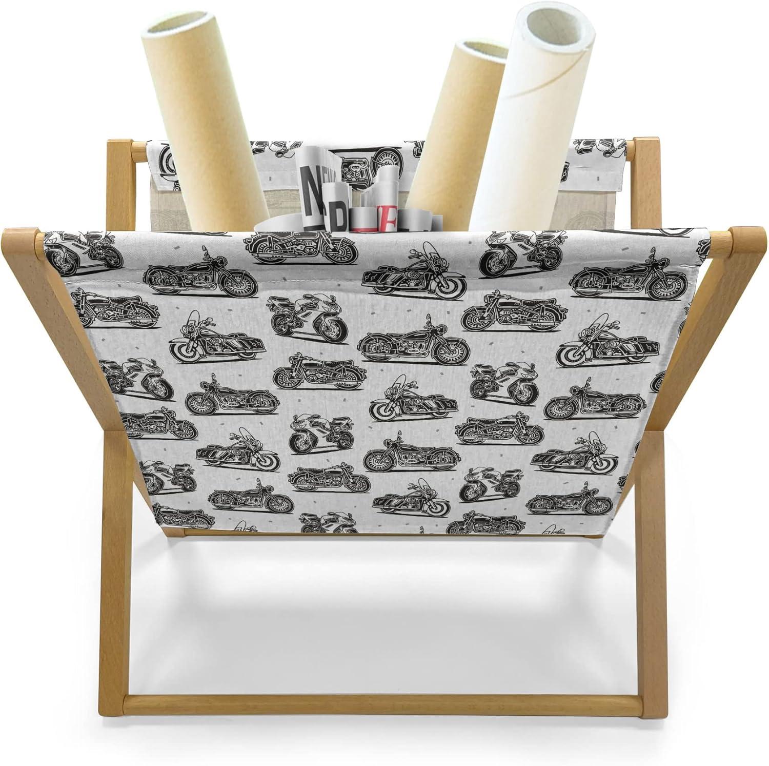 imageAmbesonne Eiffel Magazine and Book Holder Valentines Day Inspired Pattern with France Paris Oh La La Texts Heart Shapes Floor Rack Decor for Interior of Home amp Office 22 x 19 Pink White BlackGrey White Black