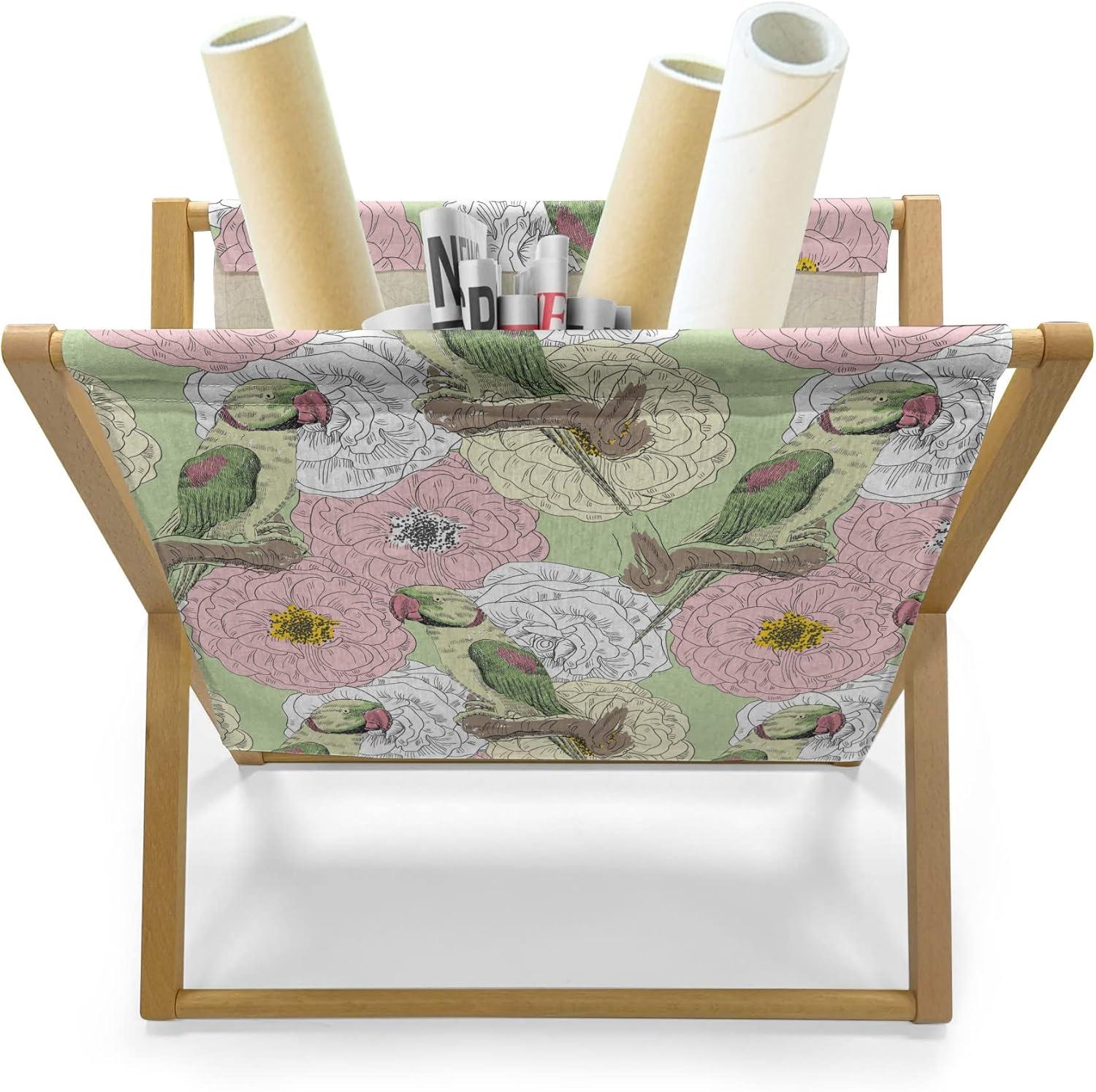 imageAmbesonne Floral Magazine and Book Holder Close up Romantic and Feminine Blooms Monochrome Valentines Day Vibes Garden Art Floor Rack Decor for Interior of Home amp Office 22 x 19 Pink MagentaPale Green and Multicolor