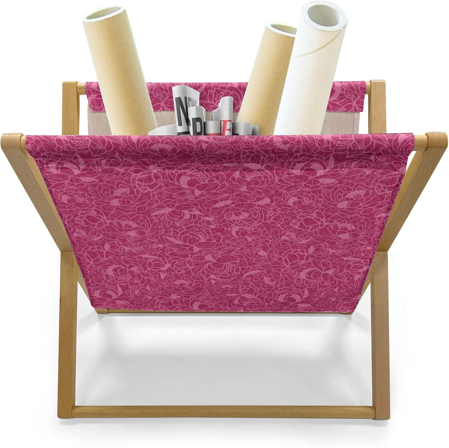 imageAmbesonne Floral Magazine and Book Holder Close up Romantic and Feminine Blooms Monochrome Valentines Day Vibes Garden Art Floor Rack Decor for Interior of Home amp Office 22 x 19 Pink MagentaPink Magenta