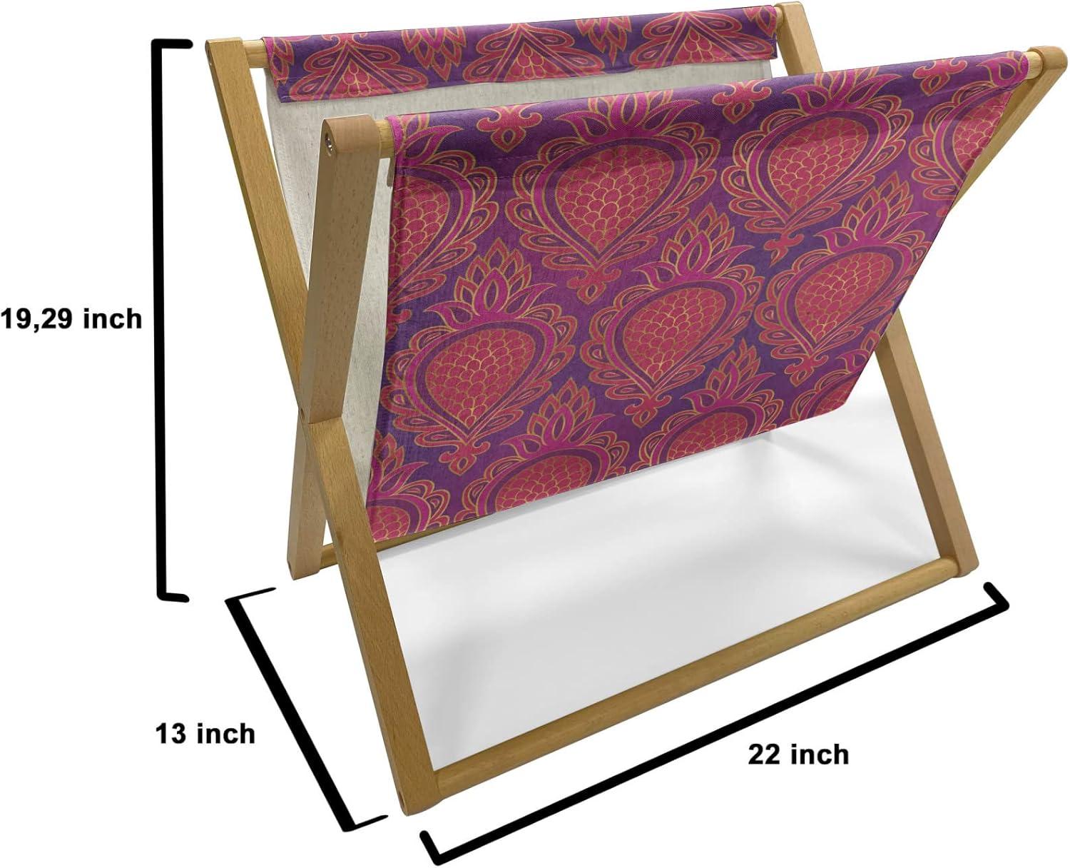 imageAmbesonne Flower Magazine and Book Holder Valentines Day Blossoming Scene Rose Petals Meadow Retro Theme Floor Rack Decor for Interior of Home amp Office 22 x 19 Coral Violet BluePurple and Dark Pink