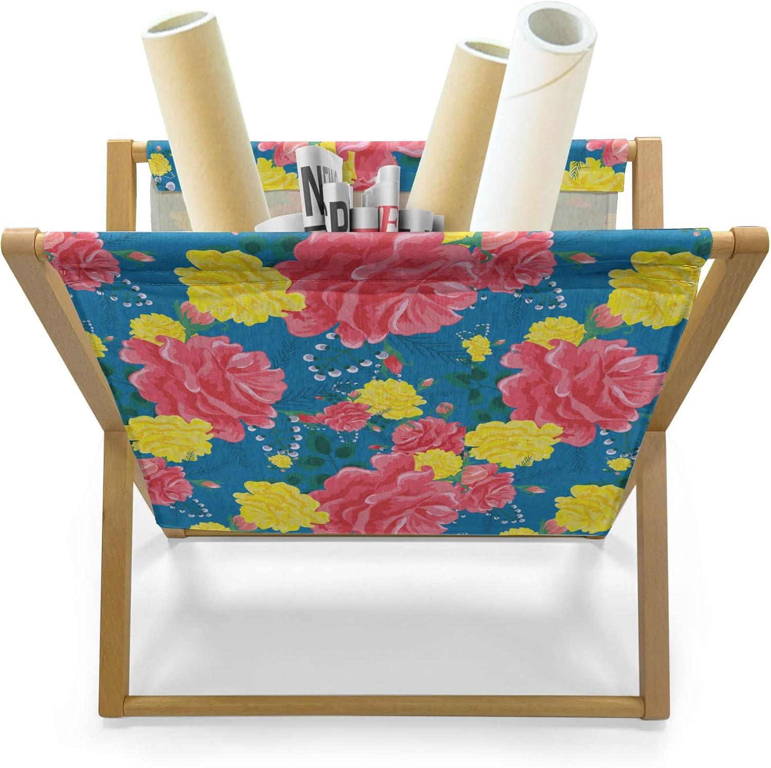 imageAmbesonne Flower Magazine and Book Holder Valentines Day Blossoming Scene Rose Petals Meadow Retro Theme Floor Rack Decor for Interior of Home amp Office 22 x 19 Coral Violet BlueCoral Violet Blue