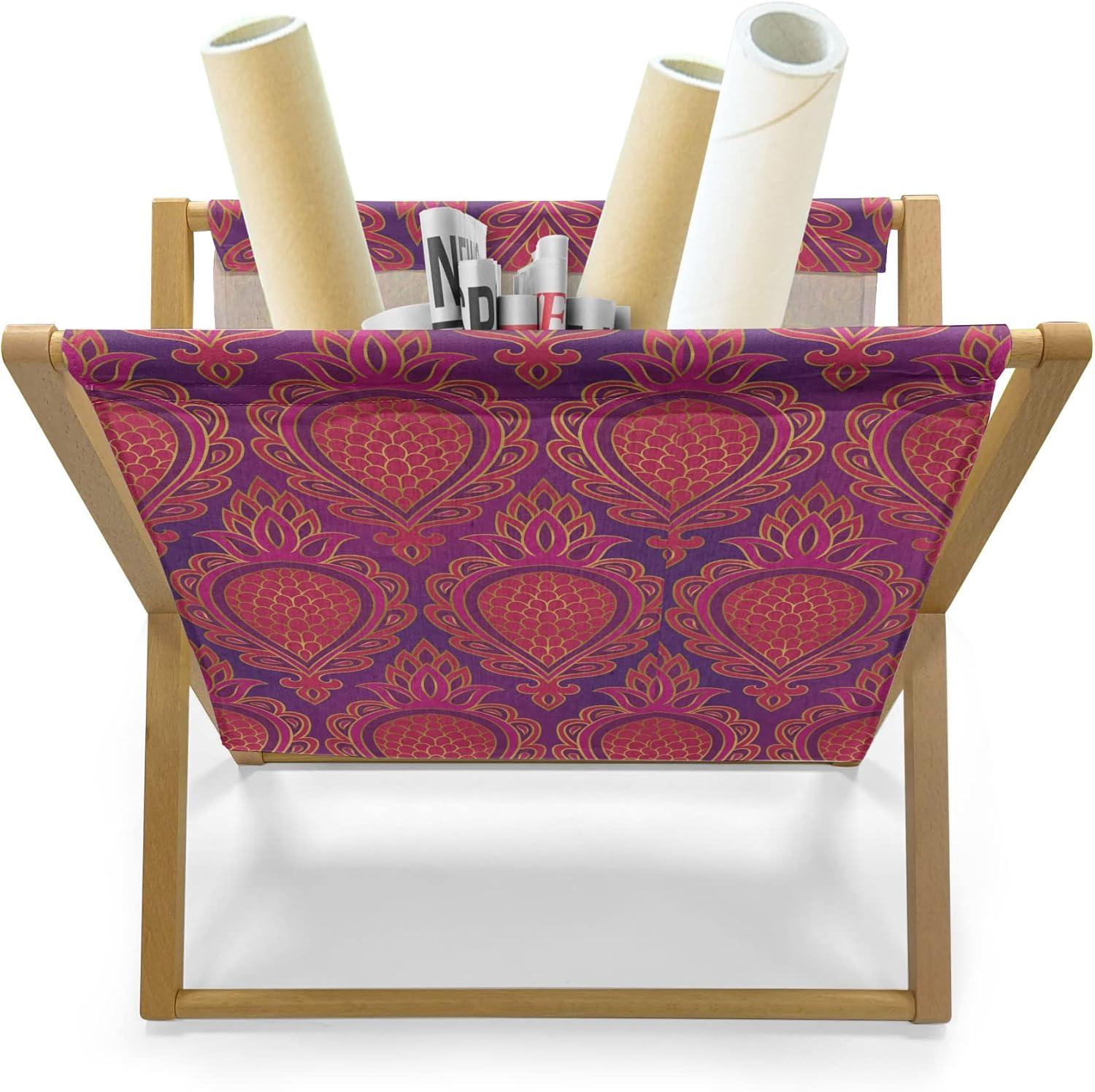 imageAmbesonne Flower Magazine and Book Holder Valentines Day Blossoming Scene Rose Petals Meadow Retro Theme Floor Rack Decor for Interior of Home amp Office 22 x 19 Coral Violet BluePurple and Dark Pink