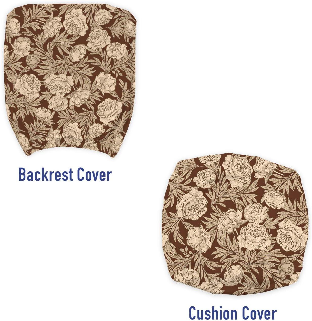 imageAmbesonne Flower Office Chair Slipcover Blooming Romantic Rose Bouquet Expressing Love Vintage Valentines Day Pattern Protective Stretch Decorative Fabric Cover Brown Beige
