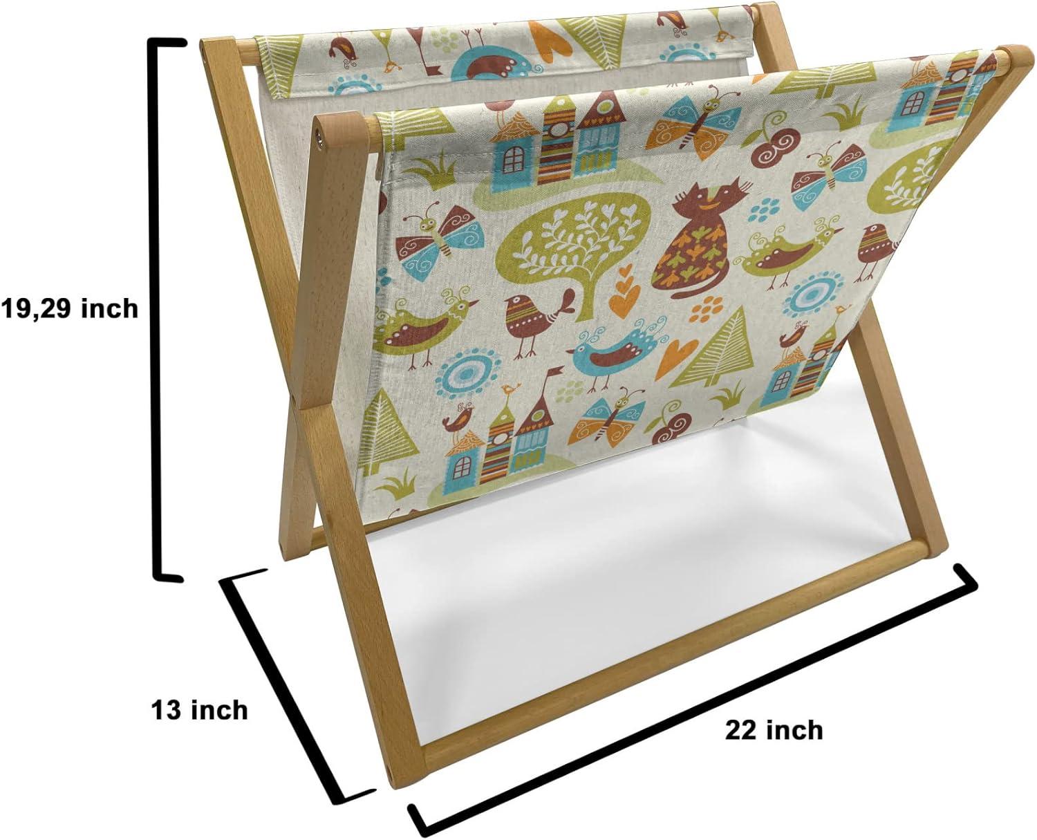 imageAmbesonne Fruits Magazine and Book Holder Retro Valentine Theme with Strawberry Love Happiness Merry Lucky Image Floor Rack Decor for Interior of Home amp Office 22 x 19 Eggshell Ruby Army GreenGreen Brown Pale Blue