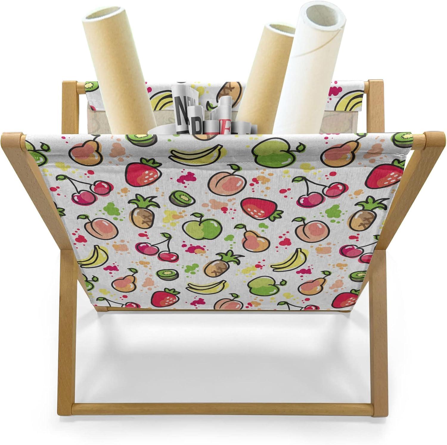 imageAmbesonne Fruits Magazine and Book Holder Retro Valentine Theme with Strawberry Love Happiness Merry Lucky Image Floor Rack Decor for Interior of Home amp Office 22 x 19 Eggshell Ruby Army GreenPeach Lime Green Red