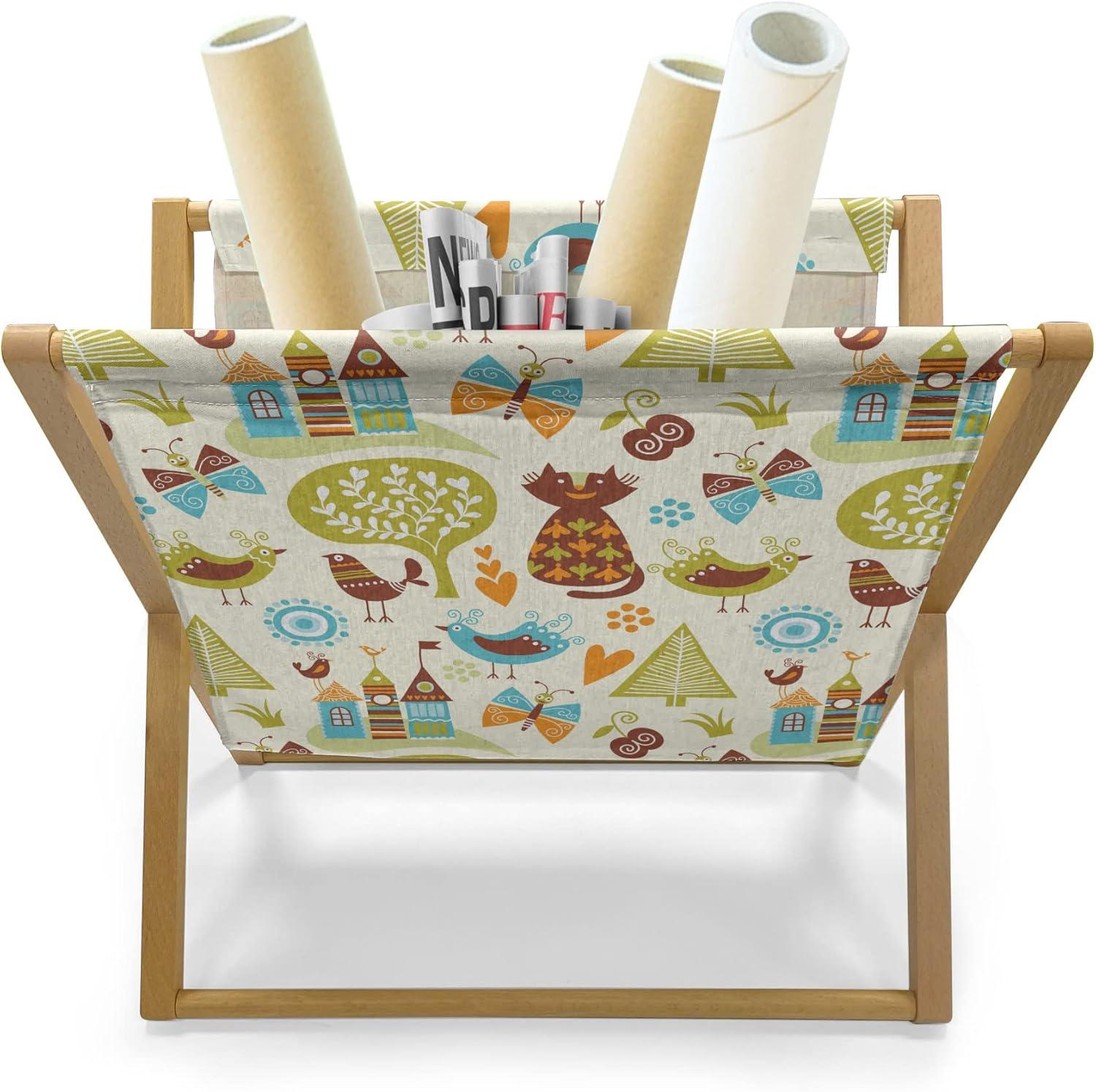 imageAmbesonne Fruits Magazine and Book Holder Retro Valentine Theme with Strawberry Love Happiness Merry Lucky Image Floor Rack Decor for Interior of Home amp Office 22 x 19 Eggshell Ruby Army GreenGreen Brown Pale Blue