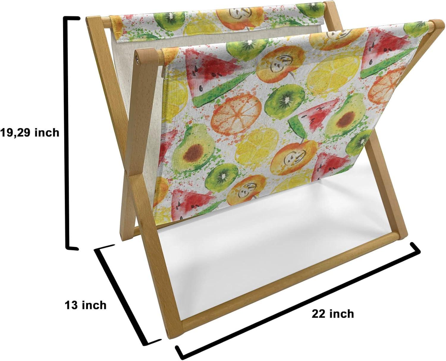 imageAmbesonne Fruits Magazine and Book Holder Retro Valentine Theme with Strawberry Love Happiness Merry Lucky Image Floor Rack Decor for Interior of Home amp Office 22 x 19 Eggshell Ruby Army GreenYellow Orange Fern Green